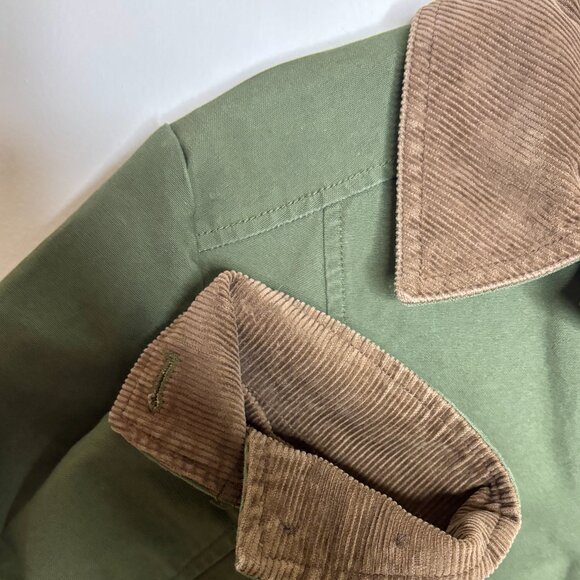 L.L.Bean Barn Coat Chore Jacket Small Olive Green Canvas Corduroy Women’s Small - Picture 7 of 9